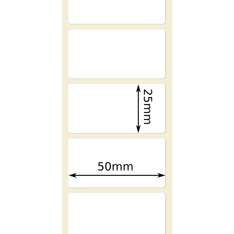 Label - DT plain 50mmx25mm -5000 - 76mm core