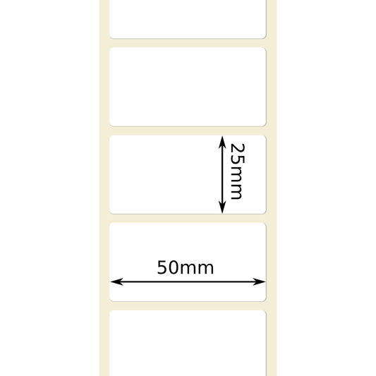 Label - DT plain 50mmx25mm -5000 - 76mm core
