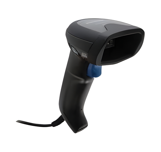 Black barcode scanner with blue connector on a white background  -  
Buy Datalogic QuickScan Lite QW2520 Barcode Scanner in Dubai