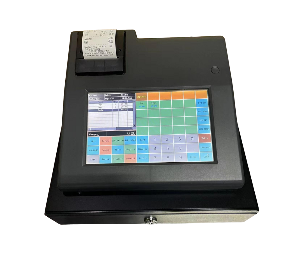 POS (Point of Sale) terminal with touchscreen display on a white background - C-Pos PM09 Cash Register POS Machine | All-in-One POS System UAE – POSMEA