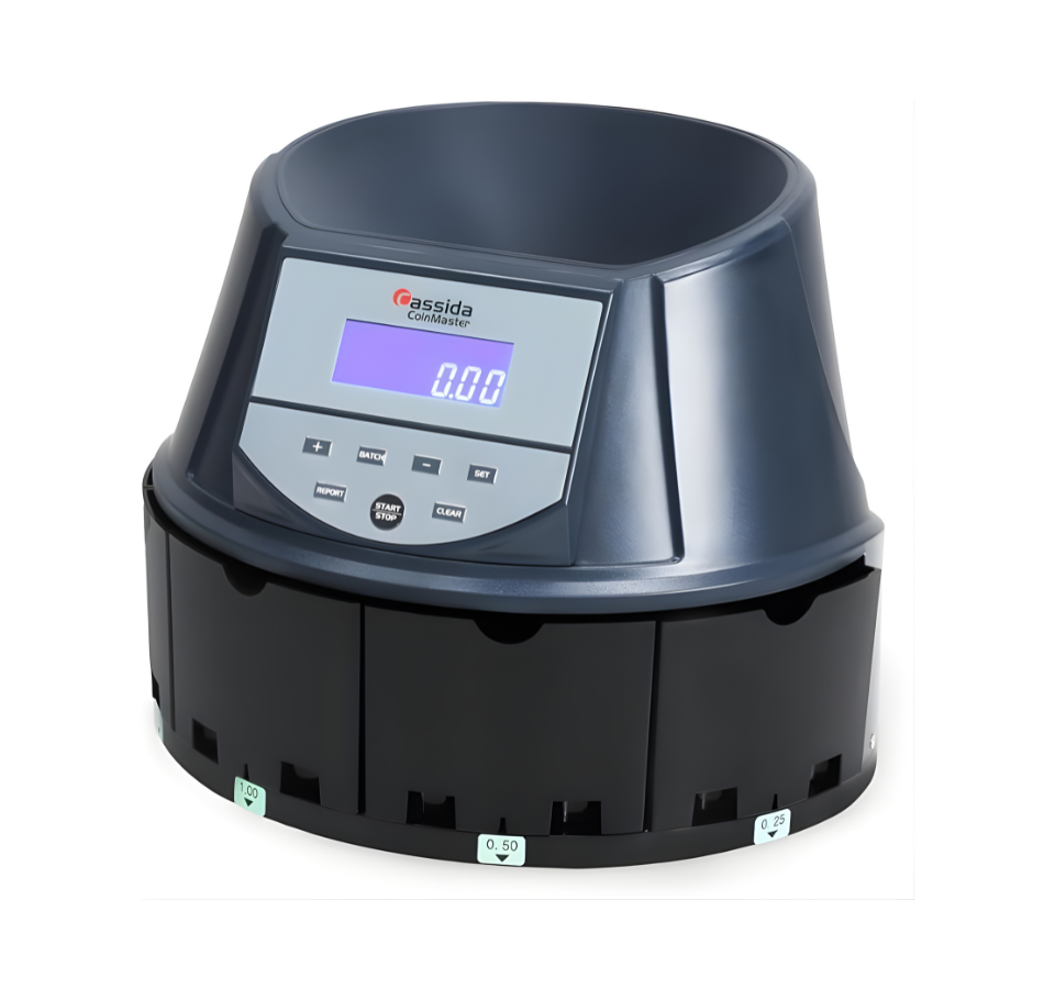 Digital device with a digital display on a white background - Cassida Coin Master Coin Counting Machine – Fast & Accurate Coin Counter in UAE