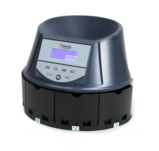 Digital device with a digital display on a white background - Cassida Coin Master Coin Counting Machine – Fast & Accurate Coin Counter in UAE