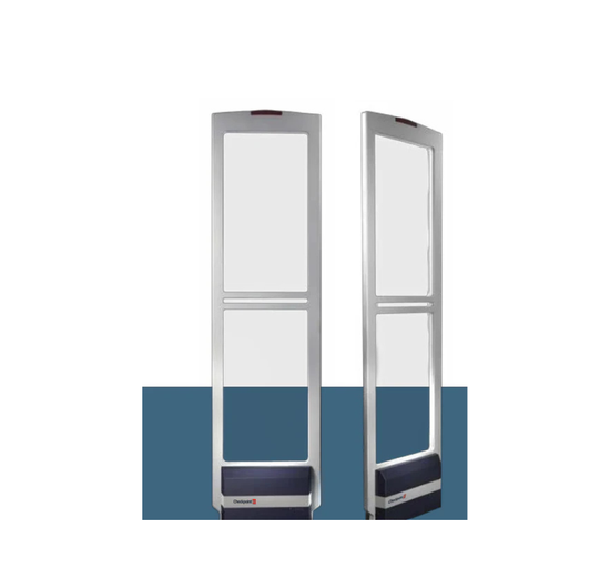 Metal detector with clear glass panels on a white background Checkpoint AMF10 AM EAS Security Antenna | Anti-Theft Retail Gate UAE