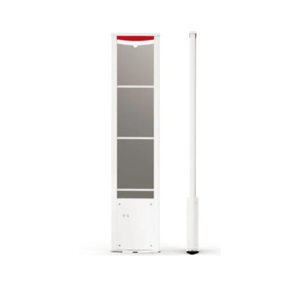 White standing mirror with a red accent on a white background  Checkpoint EAS Classic Street Pedestal P30 RF Security Antenna (Pair) | Retail Anti-Theft System UAE