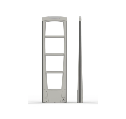Gray metal gate with a vertical bar on a white background - Checkpoint EAS Evolve IR P10 Pedestal RF (Pair of 2 Antennas) primary and secondary + Power Supply
