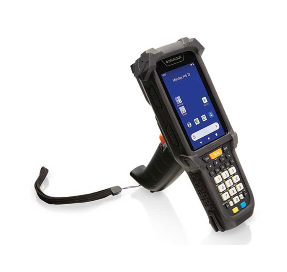 Rugged handheld device with a screen displaying software interface on a white background - Datalogic Skorpio X5 Mobile Computer | Rugged Enterprise Handheld Terminal UAE