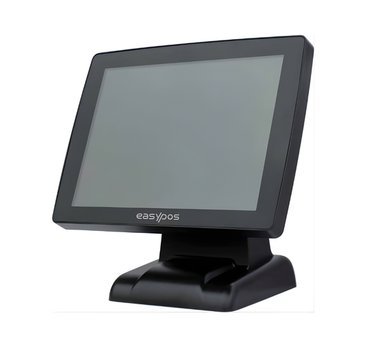 Black touchscreen monitor with 'easypos' branding on a white background - E-POS 485 i3 Touch POS System | 4GB 320GB 15” POS Machine UAE – POSMEA