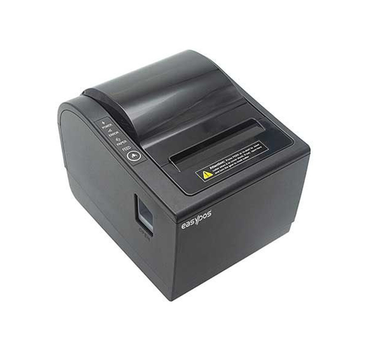 Black thermal printer with 'easypos' branding on a white background - EasyPOS EPR250 Receipt Printer – High-Speed Thermal POS Printer UAE