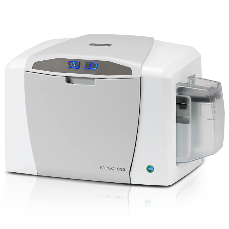 Fargo DTC C50 Single Side ID Card Printer 51981 (Software + 100 Cards + Color Ribbon + Catridge)