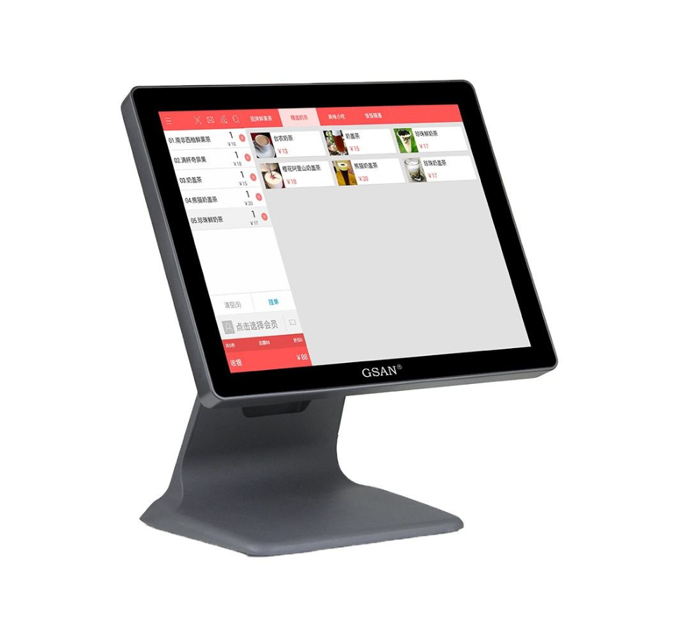 Touchscreen display on a stand with a white background 15" Touch Screen POS Machine UAE – POSMEA