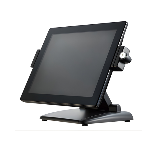 Black touchscreen POS terminal on a white background - Glamor Series G-POS 15" POS System | 4GB 500GB Retail POS UAE – POSMEA