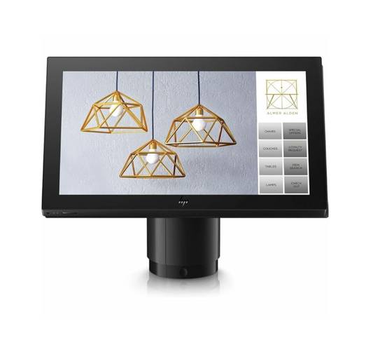 Touchscreen display with geometric pendant lights on screen - HP Engage One Pro POS System | Intel Core i5 All-in-One Retail POS in Dubai, UAE – POSMEA