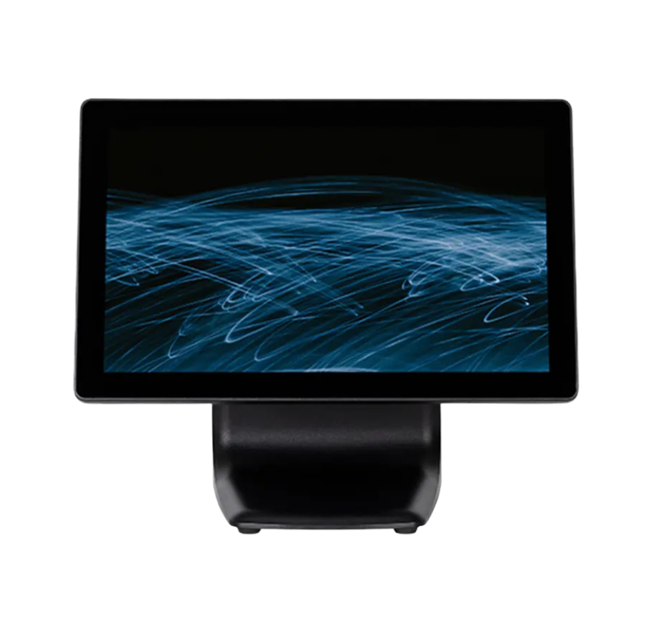 Black electronic device with a blue screen on a white background - Hanasis HIT-156 15.6” Touch Screen POS Terminal | Hanasis POS Machine UAE