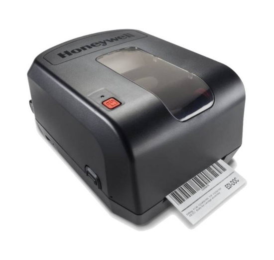 Honeywell label printer with a label on a white background - Honeywell PC42T Barcode Label Printer in UAE | Desktop Thermal Transfer Printer