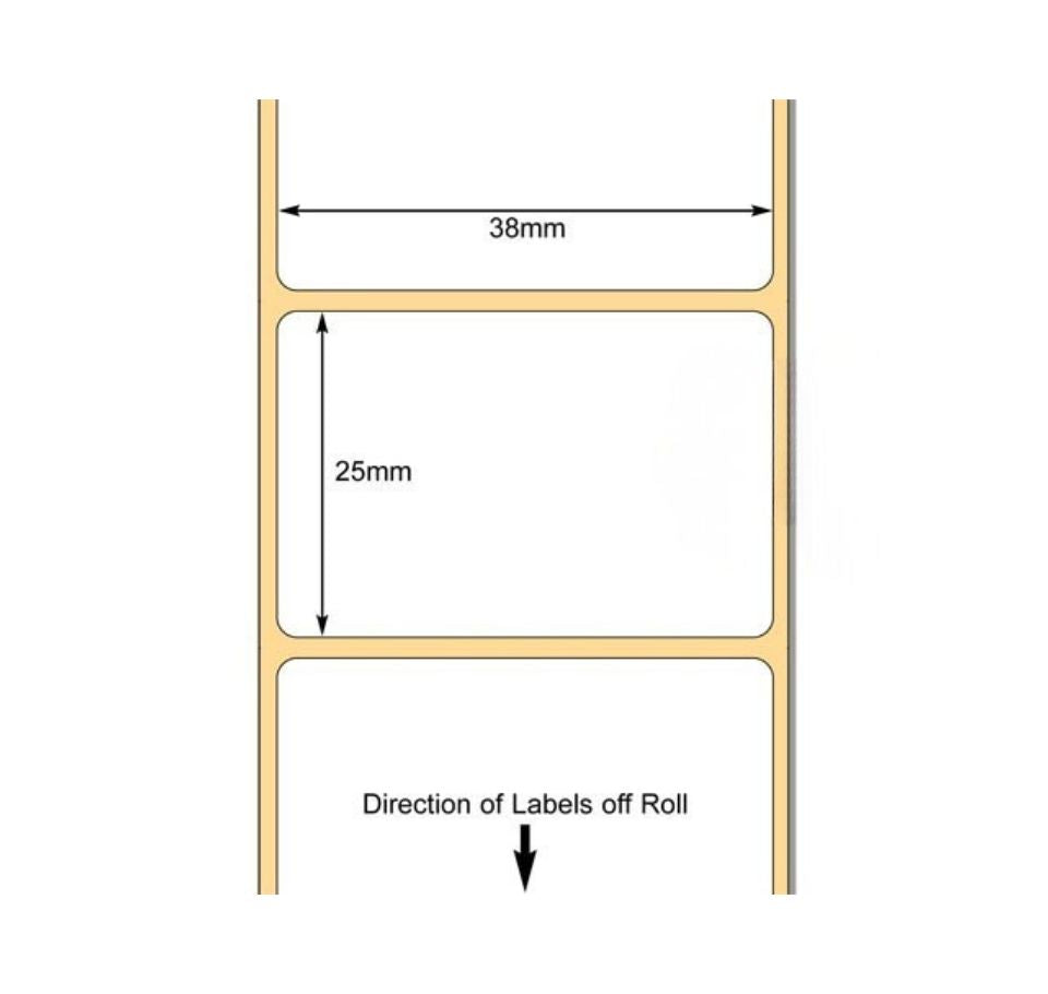 Label - TT plain 38mmx25mm -5000 - 76mm core