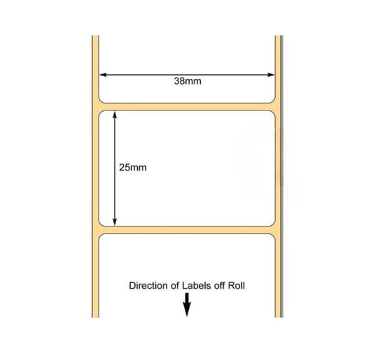 Label - TT plain 38mmx25mm -5000 - 76mm core