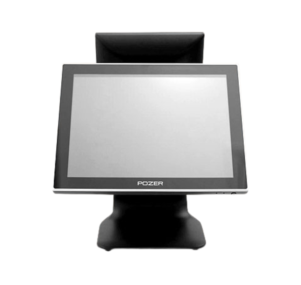 Touchscreen POS system with Pozer branding on a white background - Smart POS UAE
