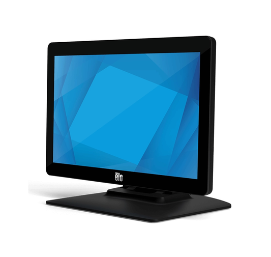Black touchscreen monitor with blue screen on a white background - Elo 1502L Touchscreen Monitor E318746 | 15.6” POS Display UAE – POSMEA