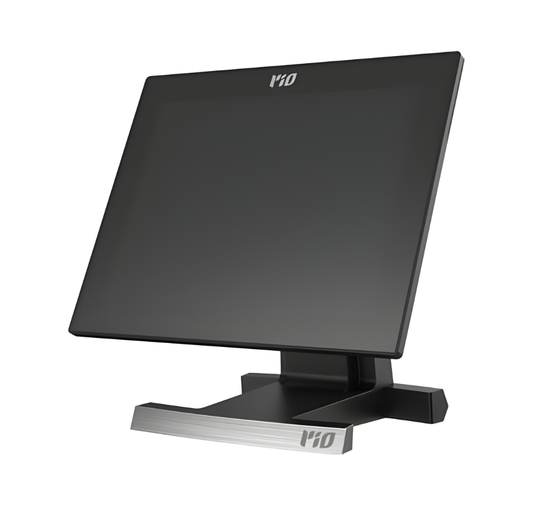 Black electronic device with a stand on a white background - Rio Smartbox PT5200 POS Machine | Rio Xander Rear VFD POS UAE – POSMEA