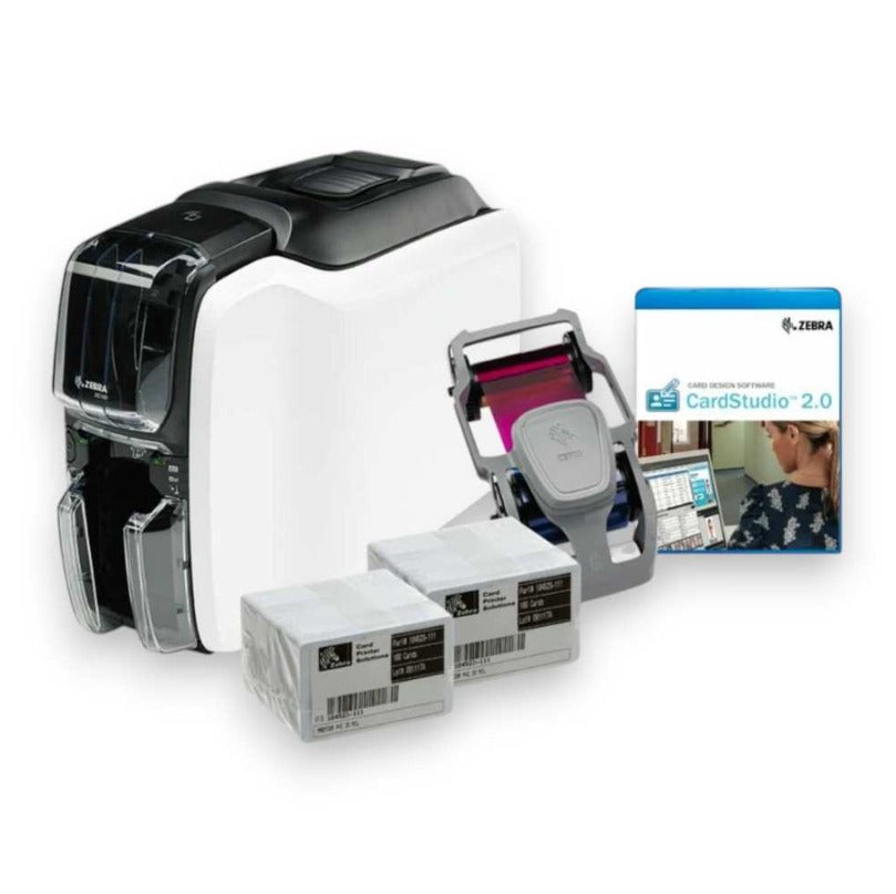 Bundle Zebra Color Card Printer ZC100, Single-Sided + Ribbon + Software + 100 Cards | Posmea
