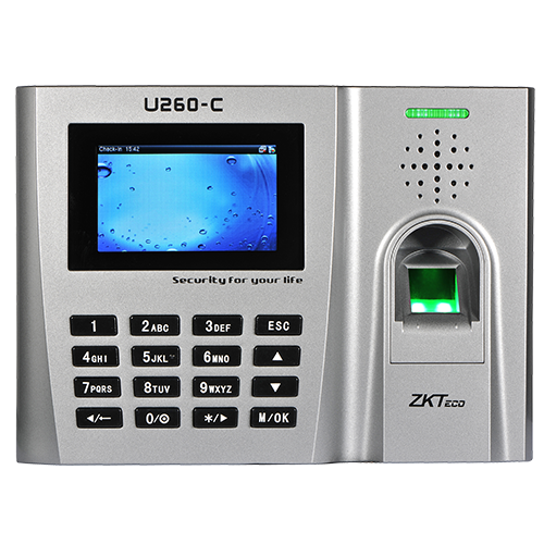 Fingerprint scanner with display and keypad on a white background -ZKTeco U260 RFID Access Control Device | Standalone Door Controller UAE