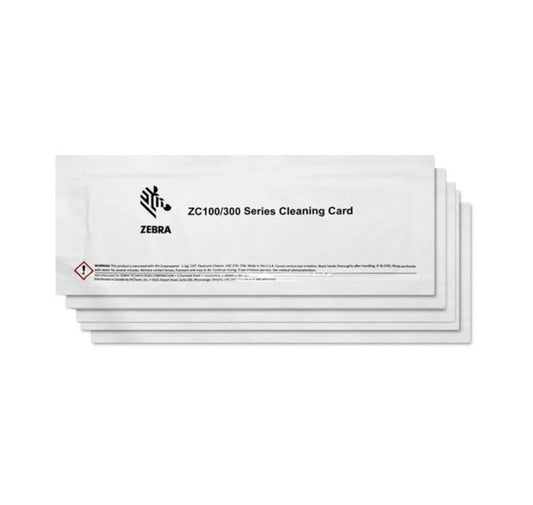 Stack of Zebra ZC100/300 Series Cleaning Cards on a white -background - Zebra Cleaning Card Kit ZC100 / ZC300 – Part# 105999-311 | Buy Card Printer Cleaning Cards in UAE