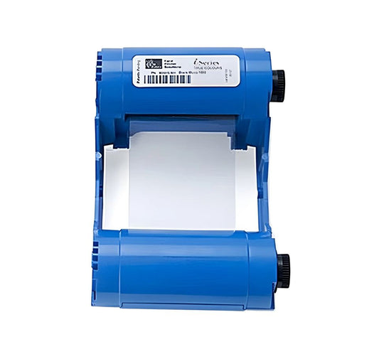 Blue thermal printer with a roll of paper on a white background - Zebra I-Series YMCKO Color Ribbon – 200 Prints | Part# 800015-940 | Buy in UAE from POSMEA