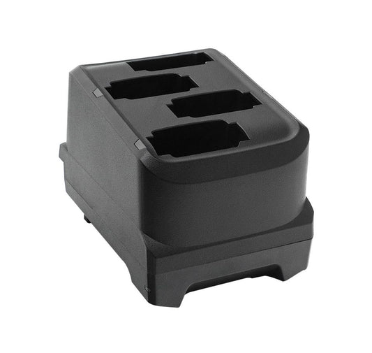 Black battery charger with three slots on a white background - 
Zebra MC9300 4-Slot Battery Charging Station – Part# SAC-MC93-4SCHG-01 | Buy in UAE