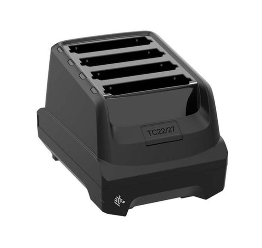 Black electronic device with multiple slots on a white background - Zebra TC22 / TC27 4-Slot Battery Charger – Part# SAC-TC2L-4SCHG-01 | Buy in UAE