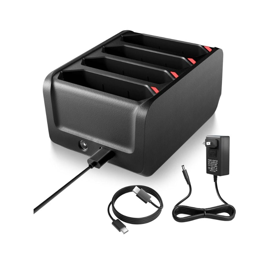 Black battery charger with cables on a white background - Zebra TC70 / TC75 5-Slot Charge Only ShareCradle – Part# CRD-TC7X-SE5C1-01 | Buy in UAE