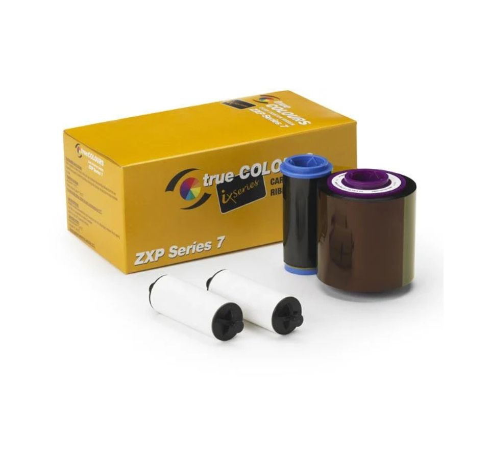 Xerox True Color ZXP Series 7 ink cartridge packaging with cartridges on a white background -Zebra ZXP Series 7 IX Series Black Monochrome Ribbon 800077-701 | Card Printer Ribbon UAE