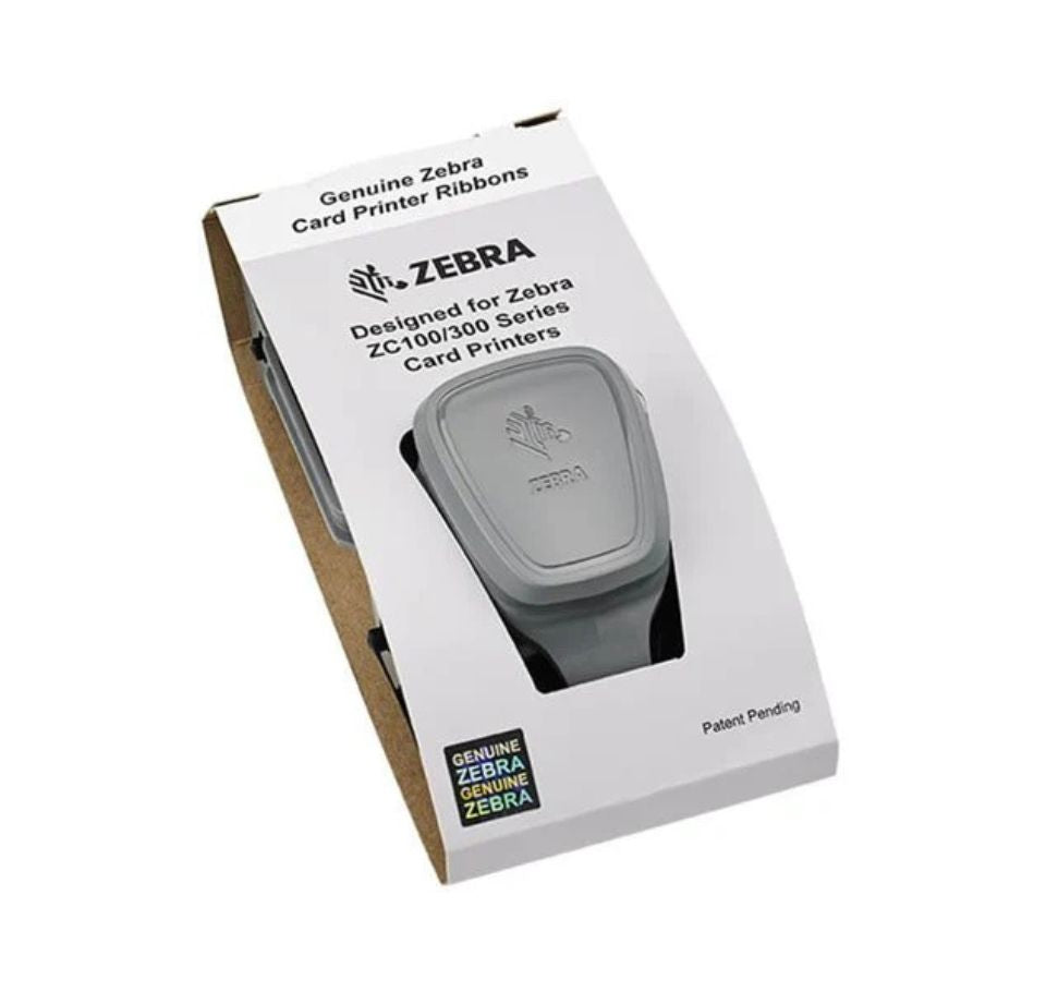 Zebra card printer ribbon packaging on a white background - Zebra ZC100 / ZC300 Silver Ribbon – 1500 Prints | Part# 800300-307 | Buy in UAE from POSMEA