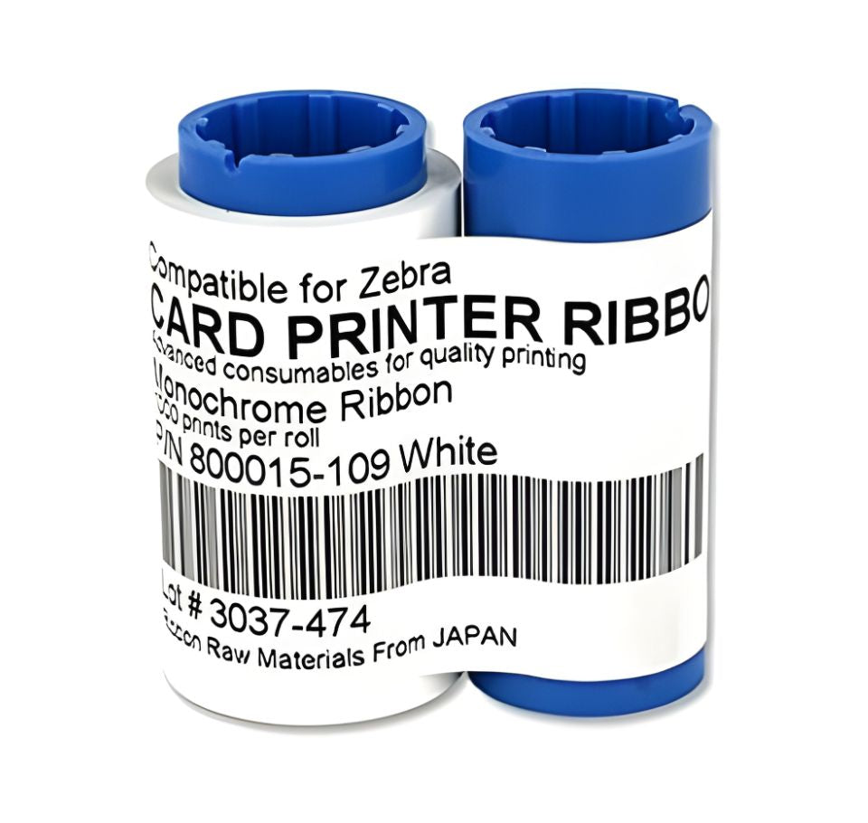 شريط طباعة أحادي اللون أبيض من سلسلة زيبرا سي 800015-109 | شريط طباعة بطاقات يكفي لطباعة 1000 بطاقة، الإمارات العربية المتحدة