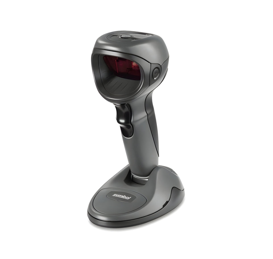 Handheld barcode scanner on a white background Zebra DS9808 Hybrid 1D/2D Barcode Scanner