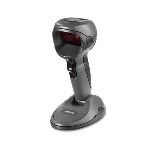 Handheld barcode scanner on a white background Zebra DS9808 Hybrid 1D/2D Barcode Scanner