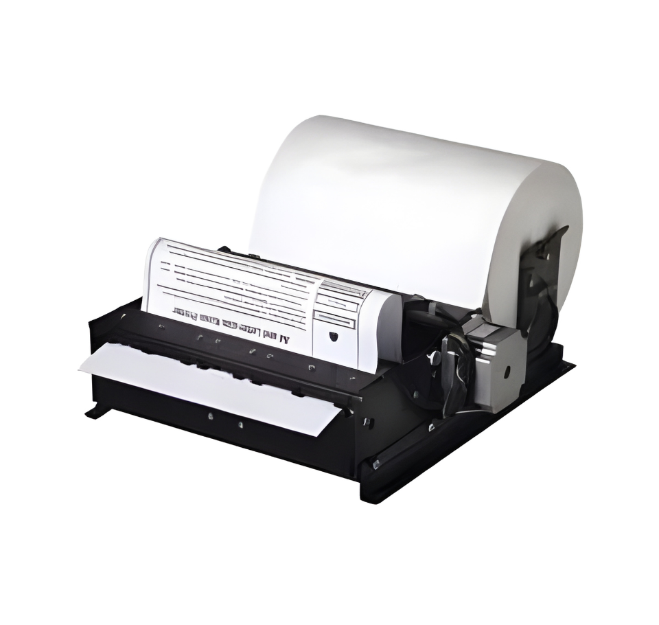 Roll of paper with a paper cutter on a white background - Zebra KR203 Universal Roll Holder 200mm | Variable Position | Part# P1014125 | UAE