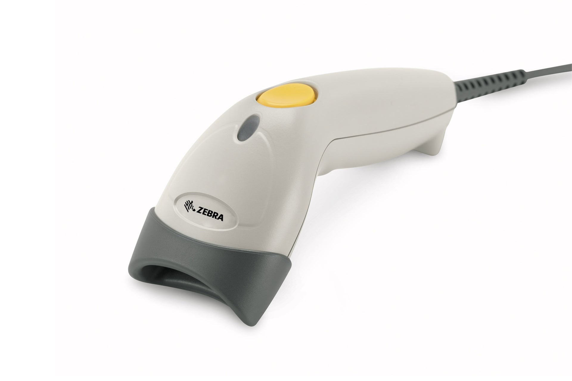 Zebra barcode scanner on a white background - Zebra LS1203 1D Laser Barcode Scanner