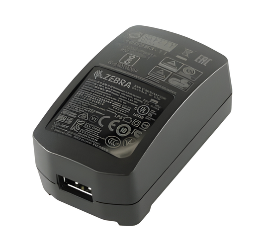 Black Zebra battery pack on a white background Zebra Level VI AC/DC Power Supply 5.2V 1.2A 6W – Global Wall Adapter in UAE