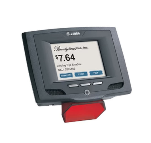 Zebra POS system with a screen displaying product information on a white background Zebra MK500 Micro Kiosk Touch Imager with Wireless Connectivity – Self-Service Kiosk UAE