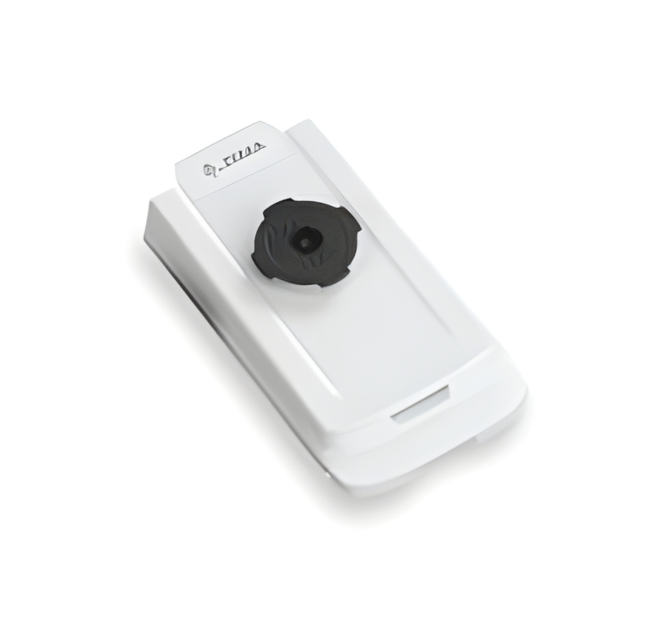 White security camera with a black lens on a white background - Zebra Quad Lock Battery Cover with Smartphone Holder (White) | KT-QUADOOR-100 | UAE