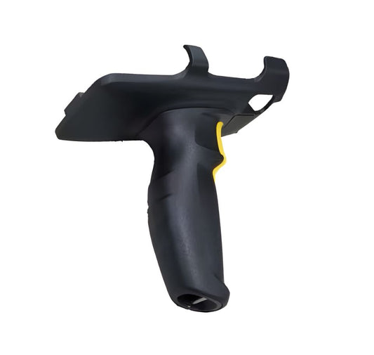 Black handheld device with a yellow accent on a white background - Zebra TC21 / TC26 Pistol Grip Trigger Handle | OEM Scan Handle with I/O Connector | Part# TRG-TC2Y-SNP1-01 | POSMEA UAE