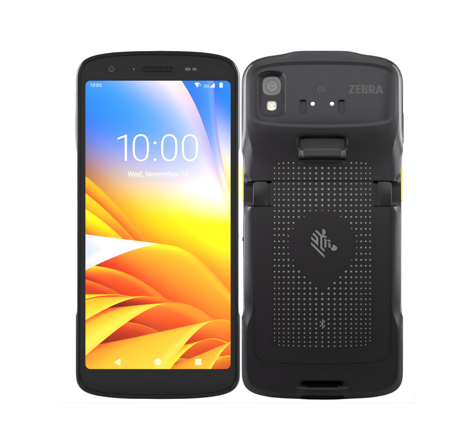 Smartphone with Zebra case on a white background - Zebra TC27 Mobile Computer – Rugged Android Device with 5G, Wi-Fi 6E, SE4710 Scanner, 6" Display, 16MP Camera