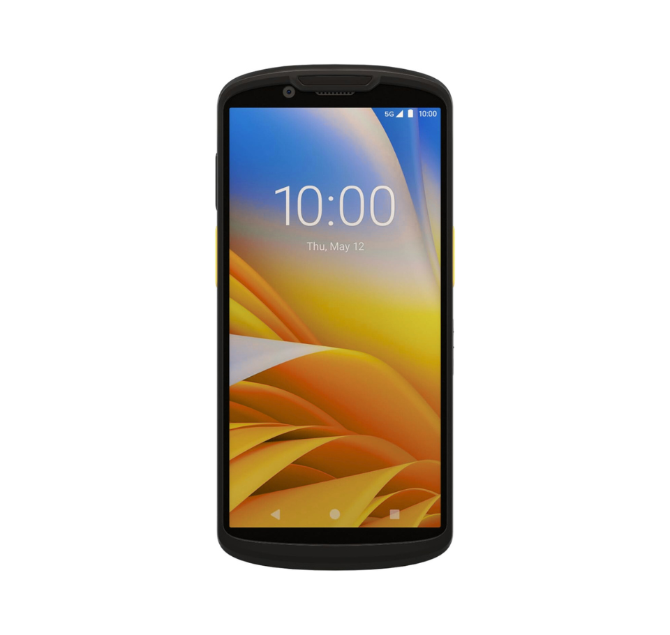 Smartphone with a colorful display on a white background