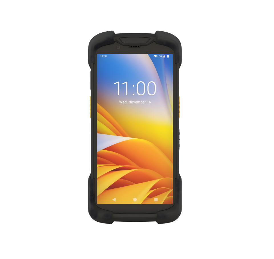 Phone with a black protective case on a white background - Buy Zebra TC73 Series Rugged Android Mobile Computer in UAE | 2D Scanner, Wi-Fi 6, NFC – POSMEA