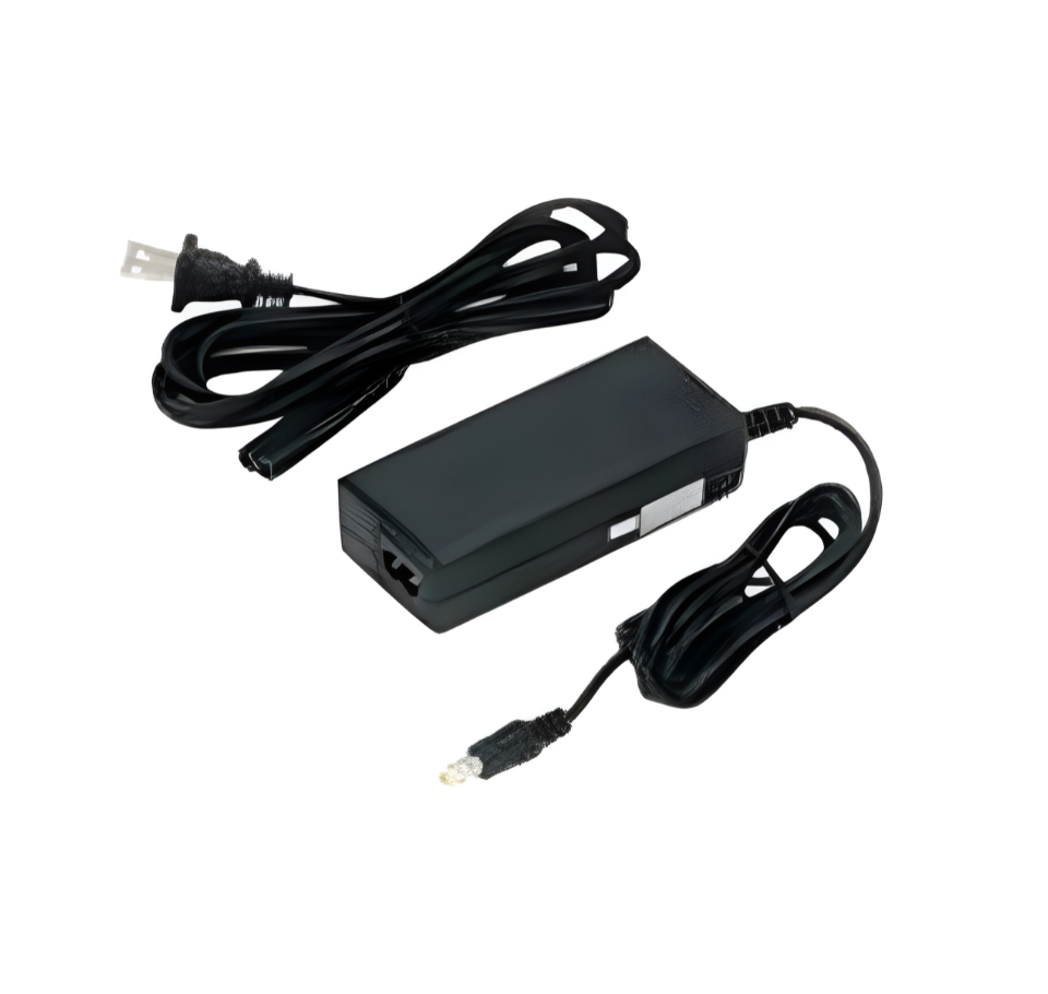 Black power adapter with multiple cables on a white background 
Zebra Universal Power Supply 100–240V (C5) with UK & EU Power Cords