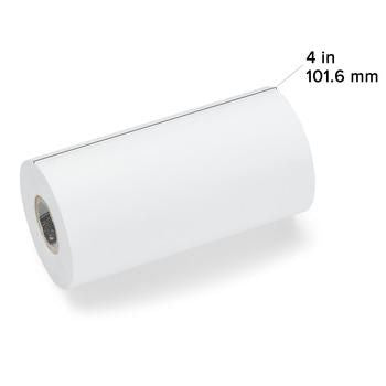 Roll of paper with a measurement label indicating 4 inches or 101.6 mm on a white background Zebra Z-Perform 1000D Direct Thermal Receipt Paper 80 Micron – Uncoated Roll | UAE
