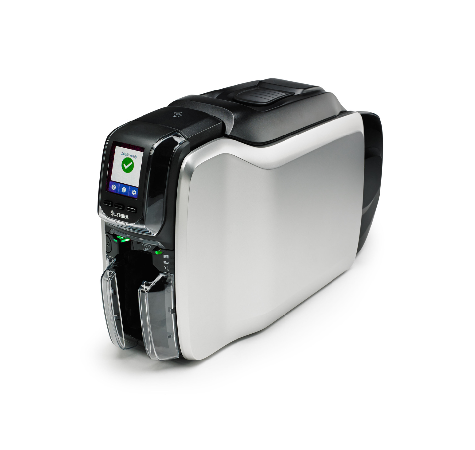 Zebra card printer on a white background - Zebra ZC300 Single-Side ID Card Printer 