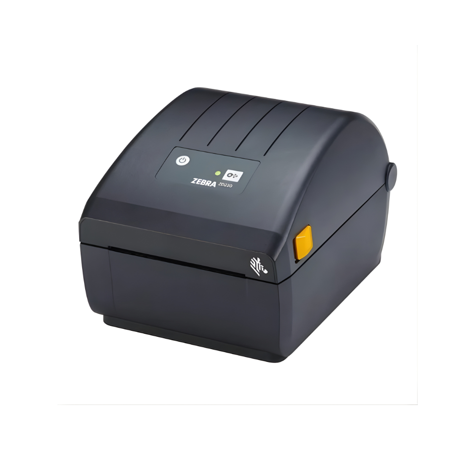 Black Zebra label printer on a white background - Zebra ZD220 Barcode Label Printer | Affordable Desktop Label Printer in UAE