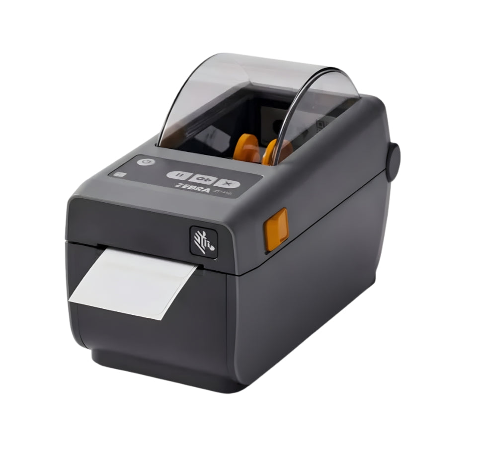 Zebra label printer on a white background Zebra ZD411d Direct Thermal Printer 203 dpi, EPLII/ZPLII & Bluetooth 