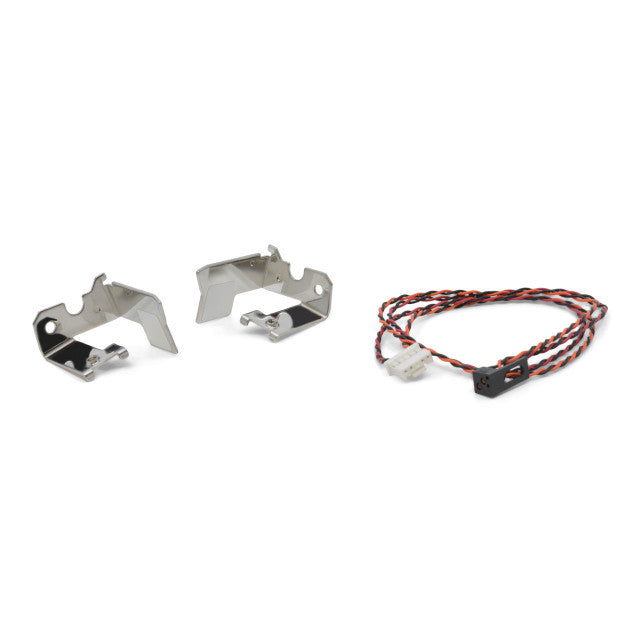 Two metal brackets and a cable on a white background - Zebra ZE500 Ribbon Sensor Kit UAE | Genuine Ribbon Sensor for ZE500 Printer (P1046696-031)
